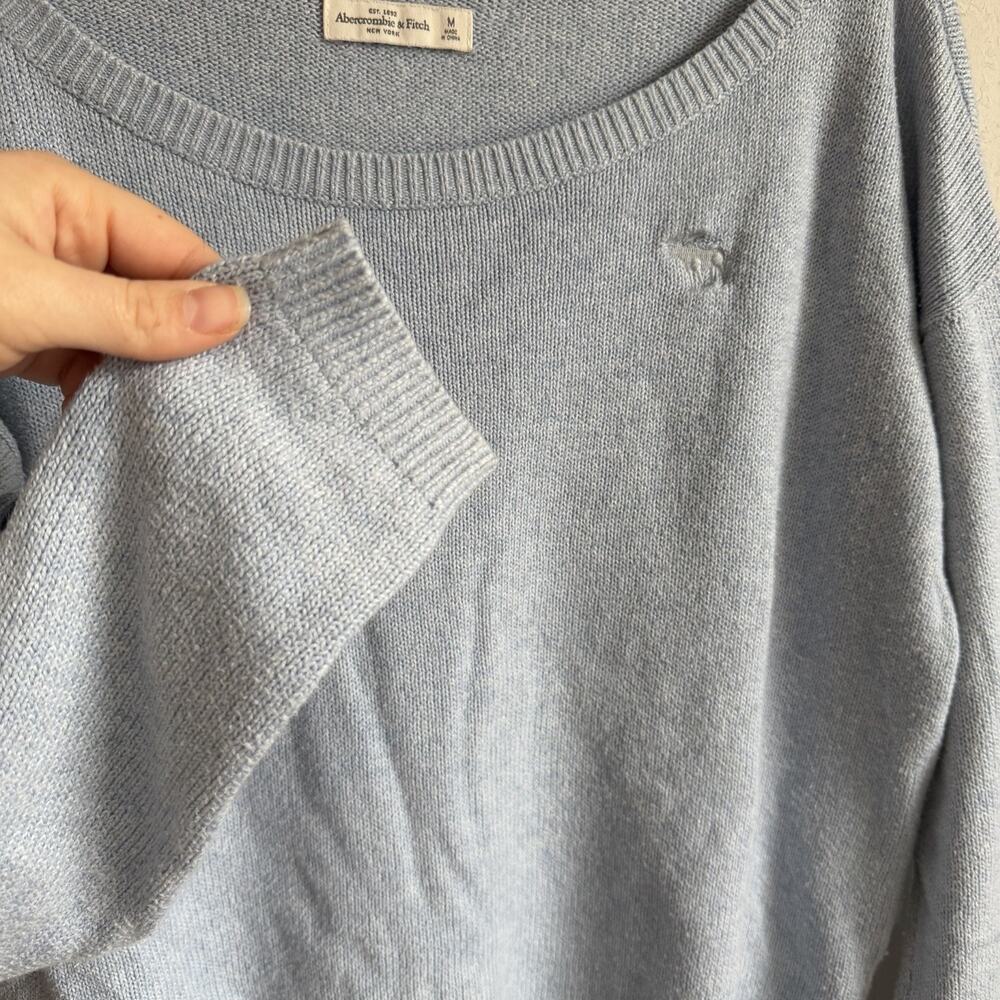 Abercrombie & Fitch Light Blue Off the Shoulder Sweater Womens M Casual - Picture 3 of 6
